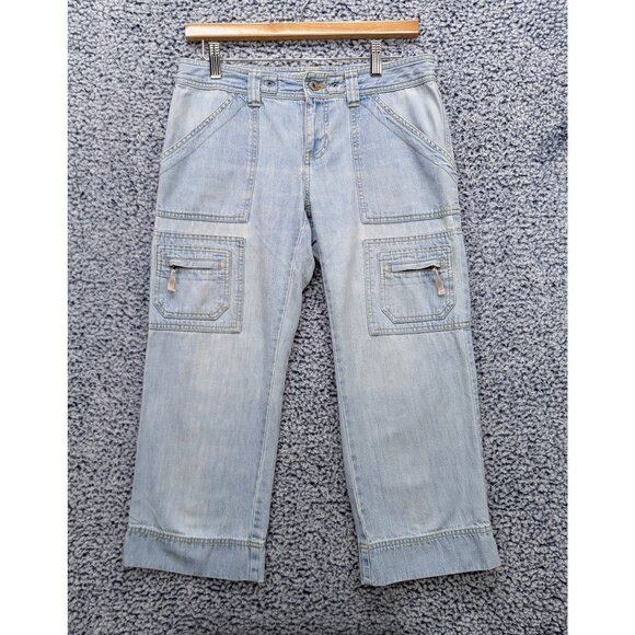 Old Navy Y2K Revival Capris Size 4 Low Rise Light Wash Straight Leg Retro Blue - Picture 1 of 14